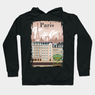 Paris Skyline Travel Poster Minimal Vintage Style Hoodie